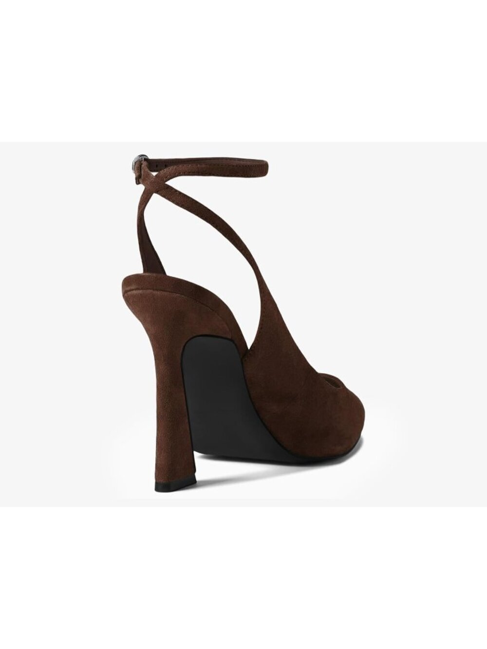 Women's Brown Strap Heels Pointed Toe Pumps Shoes Slingback Wedding Dress Shoes - Picture 3 of 5
